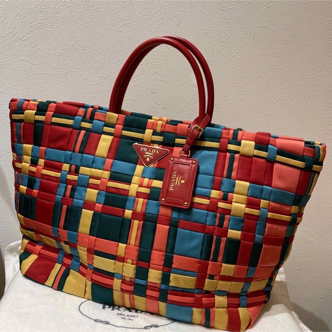 美品♦︎PRADA♦︎プラダ マルチカラー ナイロンハンドバッグ カラフルレディース