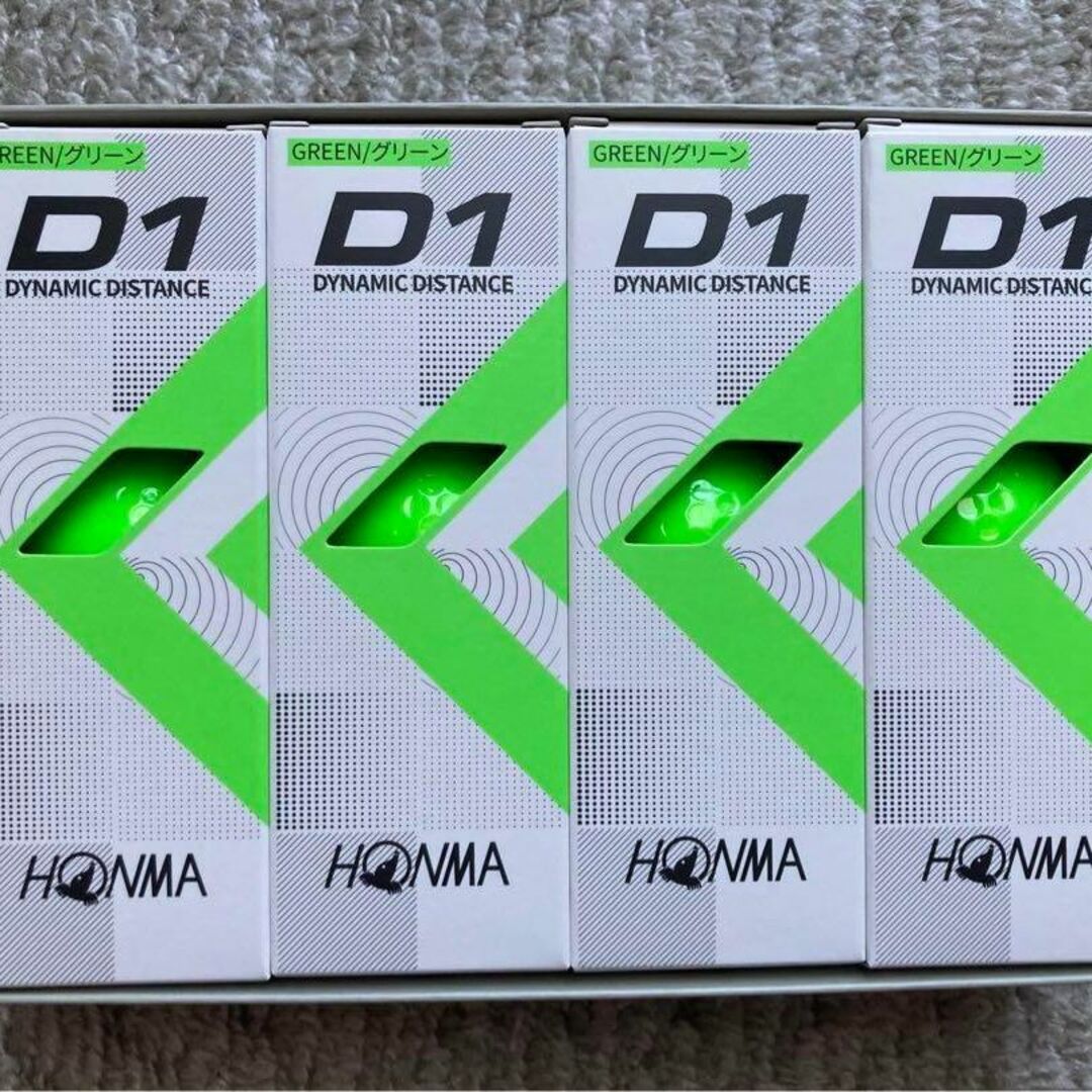 【新品・グリーン】ゴルフボール　D1　ホンマ　HONMA　12球×4箱 1