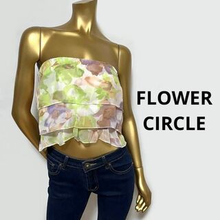 【3190】FLOWER CIRCLE 花柄 チューブトップ M(ベアトップ/チューブトップ)