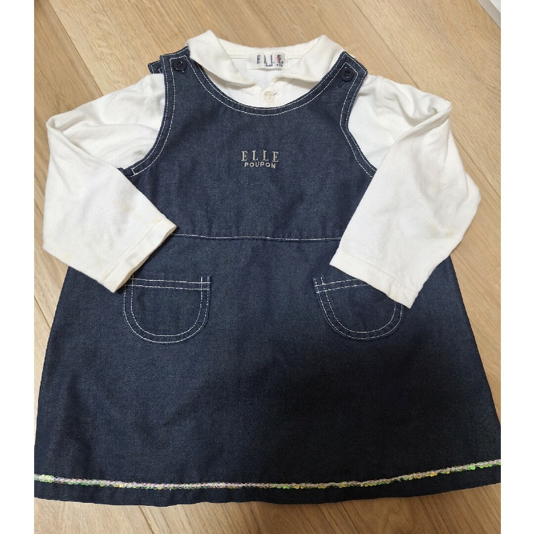 ELLE(エル)のELLE 白シャツ、ワンピースセット　95cm キッズ/ベビー/マタニティのキッズ服女の子用(90cm~)(ワンピース)の商品写真