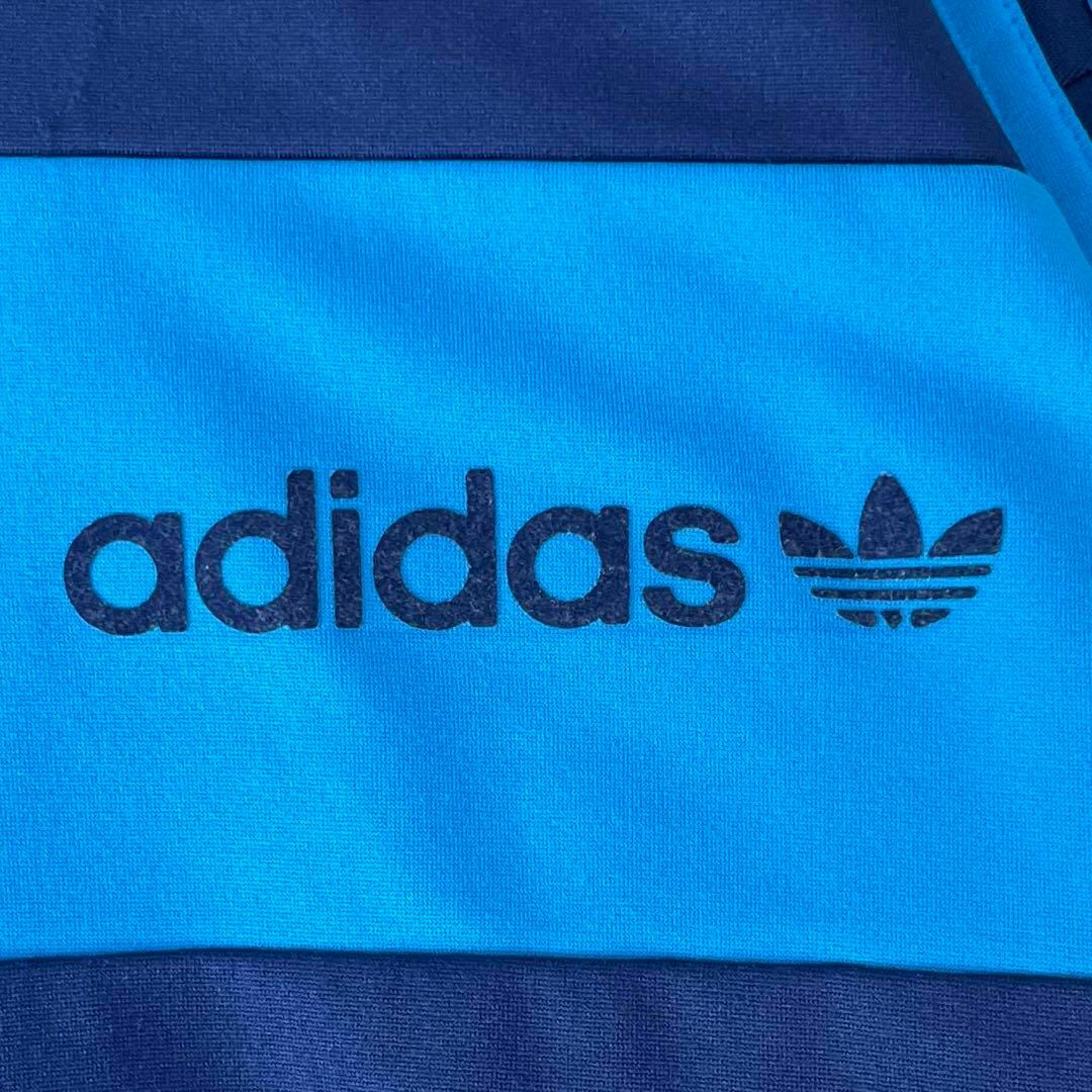 0644 adidasトラックジャケット あのちゃん着用ネイビー×シアン 5L