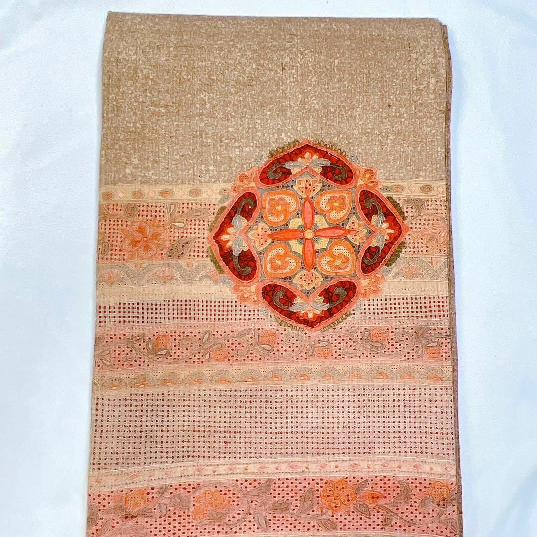 紬地にスワトウ刺繍、相良刺繍の袋帯 着物の通販 by TSUMUGI re:KIMONO