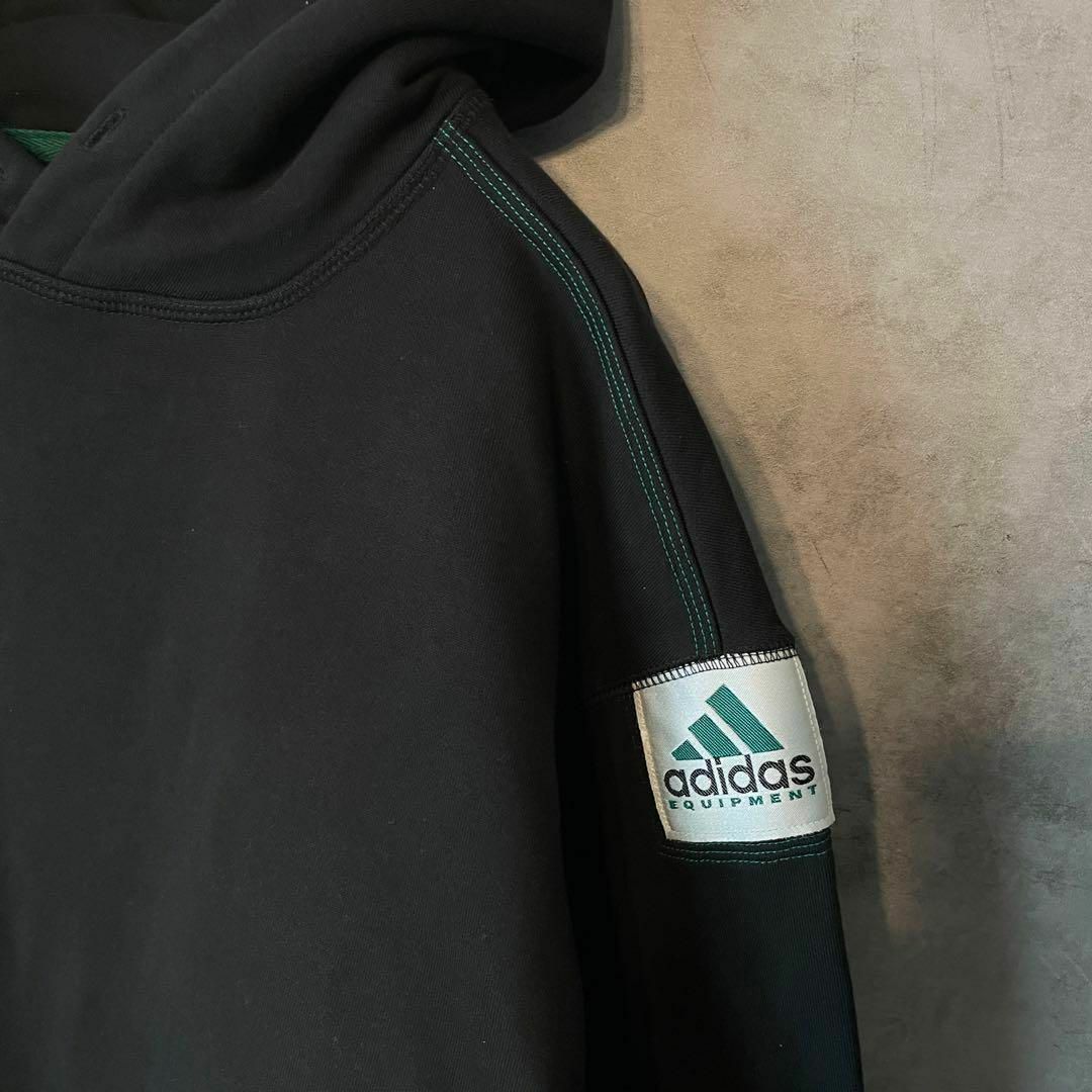 【センタービッグ刺繍ロゴ】adidas EQUIPMENTパーカーかぶり黒 6