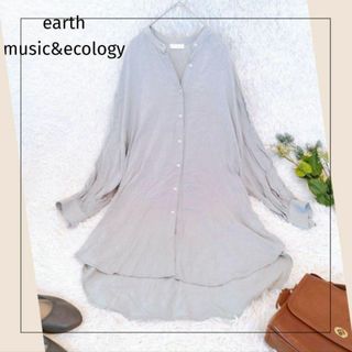 アースミュージックアンドエコロジー(earth music & ecology)のアースミュージックアンドエコロジー／Ｆ／レーヨン丈長　ノーカラーワイシャツ(シャツ/ブラウス(長袖/七分))