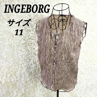 インゲボルグ(INGEBORG)のインゲボルグ【11】ノースリーブブラウス シャツ チェック柄 レース リボン(シャツ/ブラウス(半袖/袖なし))