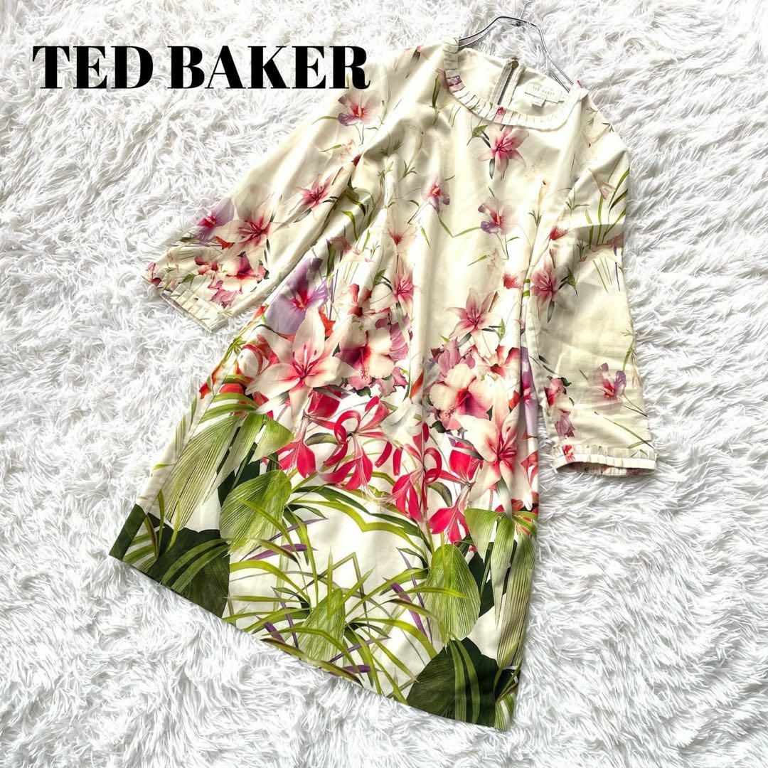 レディースted baker テッドベイカー　花柄　ボタニカルフラワープリントワンピースL