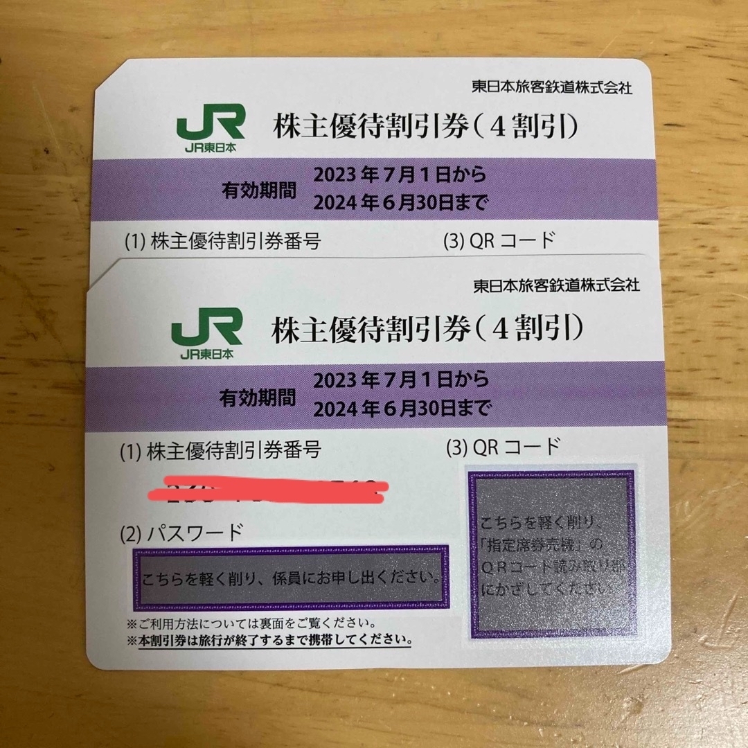 14 JR東日本 株主優待割引券 2枚セット 2024年6月30日まで 東