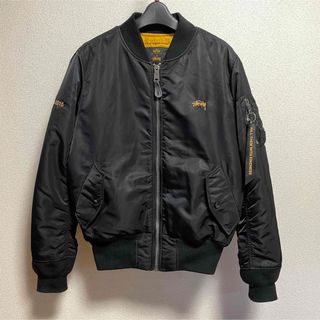 新品タグ付　Stussy ステューシー　MA-1  カーキ　肩ロゴ　L