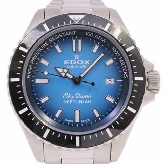 EDOX - EDOX エドックス スカイダイバー ネプチュニアン 自動巻き メンズ 腕時計 ブルー文字盤 純正SSベルト 80120-3NM-BUIDN