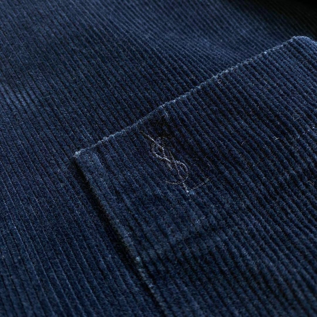 Yves Saint Laurent(イヴサンローラン)の【一点物】　イヴサンローラン　BDシャツ　コーデュロイ　ネイビー　刺繍ロゴ　XL メンズのトップス(シャツ)の商品写真