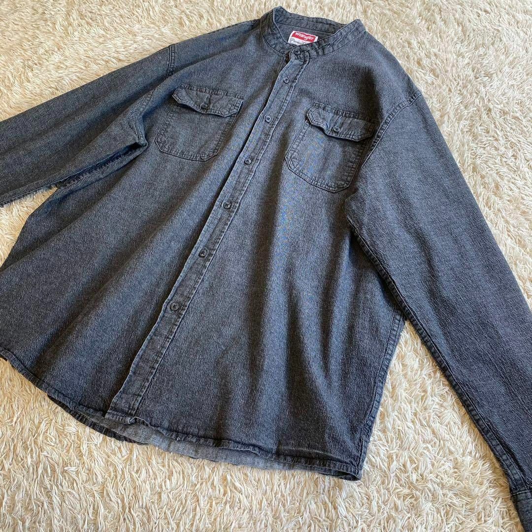 入手困難】 ラングラー デニムシャツ ブラックデニム バンドカラー 2XL