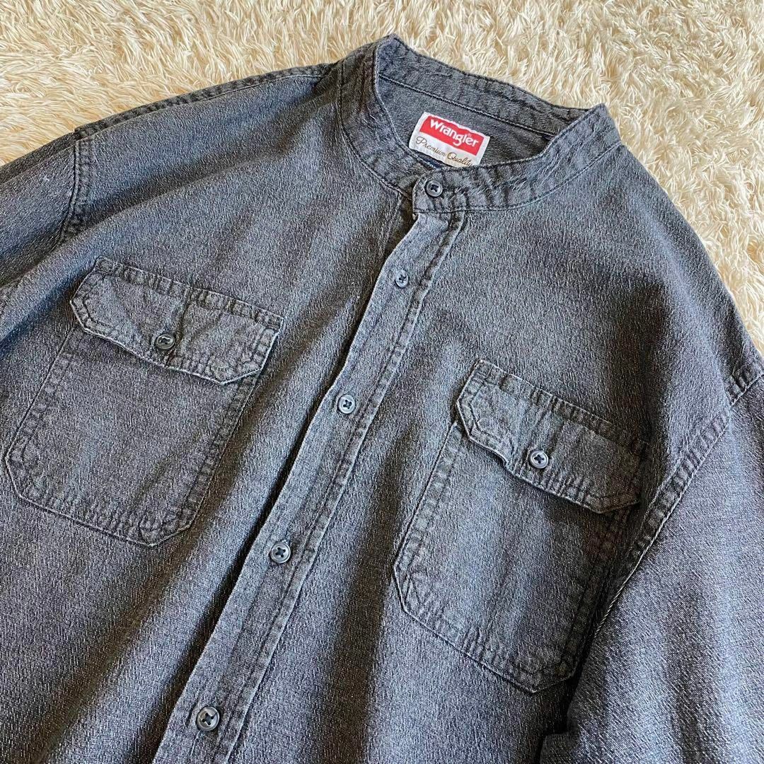 入手困難】 ラングラー デニムシャツ ブラックデニム バンドカラー 2XL