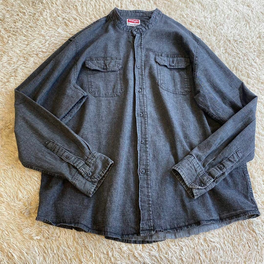 入手困難】 ラングラー デニムシャツ ブラックデニム バンドカラー 2XL