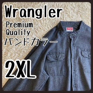 【入手困難】 ラングラー デニムシャツ ブラックデニム バンドカラー 2XL