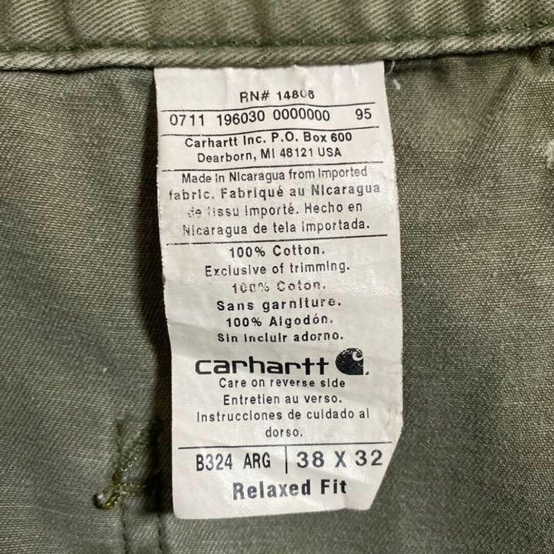 カーハート メンズ ペインターパンツ カーキ ロゴ 38 2XL USA古着