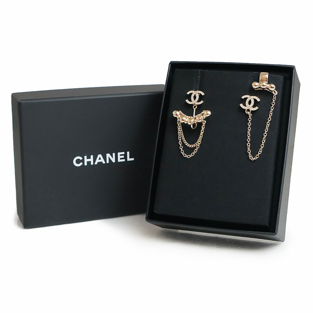 CHANEL - シャネル ココマーク ラインストーン チェーン ピアス
