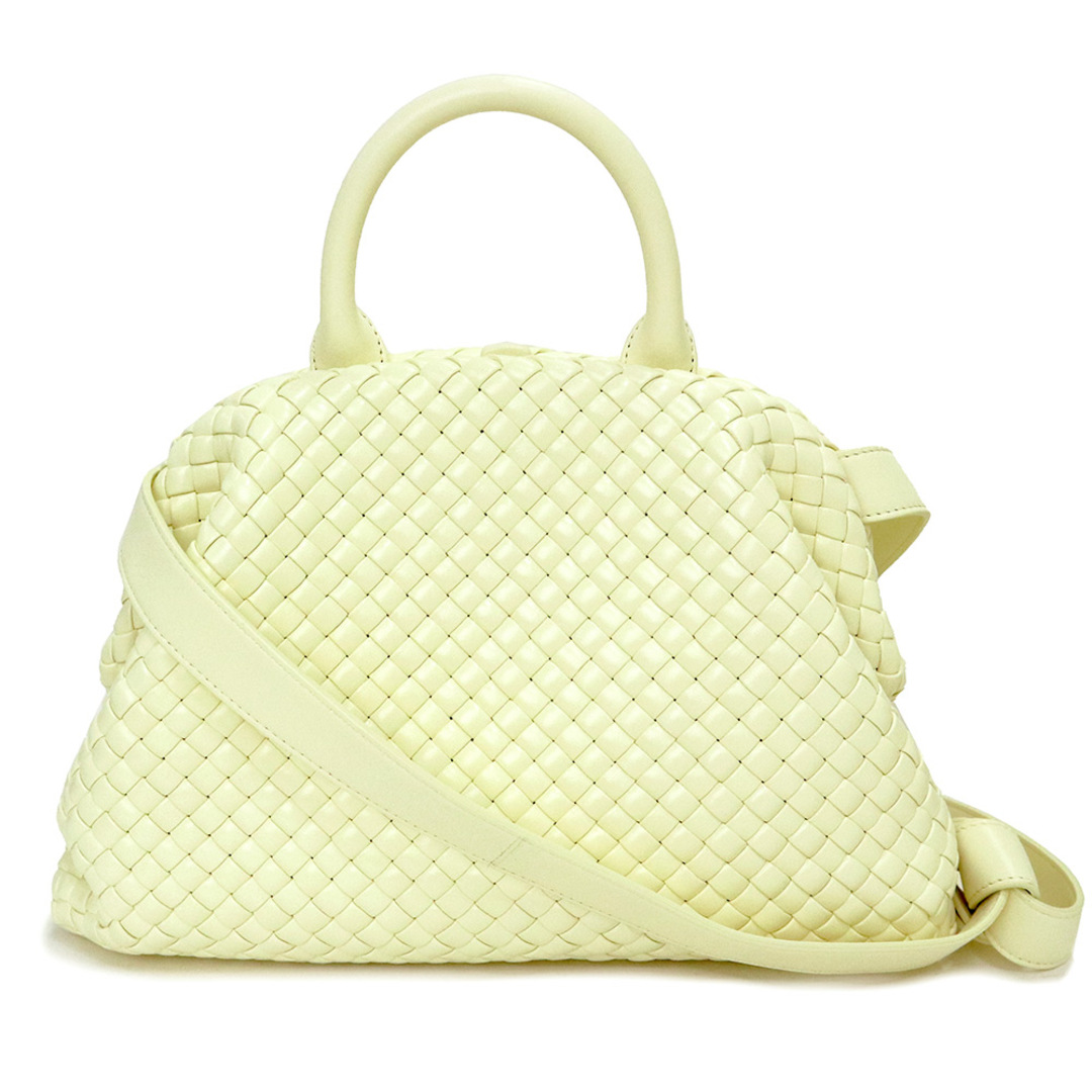 Bottega Veneta(ボッテガヴェネタ)のボッテガヴェネタ ミディアム ハンドル 2way ショルダー ハンドバッグ 斜め掛け イントレチャート ラムスキン Zest Washed ゼストウォッシュド イエロー 黄 ゴールド金具 691185 ポーチ付き BOTTEGA VENETA（未使用　展示品） レディースのバッグ(ハンドバッグ)の商品写真