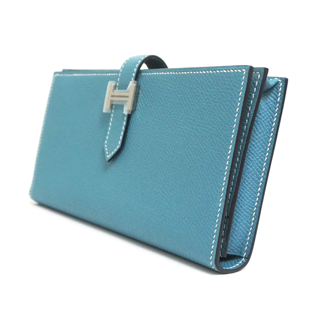 極美品▼HERMES エルメス ベアンスフレ ヴォーエプソン シルバー金具 レザーウォレット/2つ折り財布 ゴールド 仏製 メンズ Z刻印 箱付き