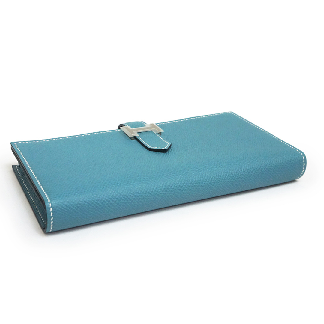 極美品▼HERMES エルメス ベアンスフレ ヴォーエプソン シルバー金具 レザーウォレット/2つ折り財布 ゴールド 仏製 メンズ Z刻印 箱付き