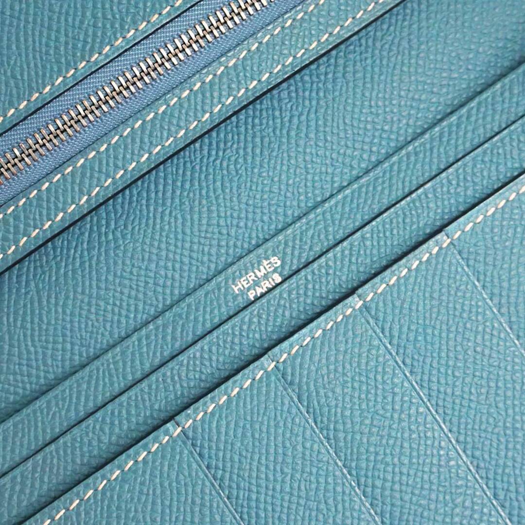 極美品▼HERMES エルメス ベアンスフレ ヴォーエプソン シルバー金具 レザーウォレット/2つ折り財布 ゴールド 仏製 メンズ Z刻印 箱付き