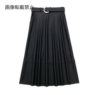 🤎10月新作👢12387◆フェイクレザー PU フレアスカート(ひざ丈スカート)