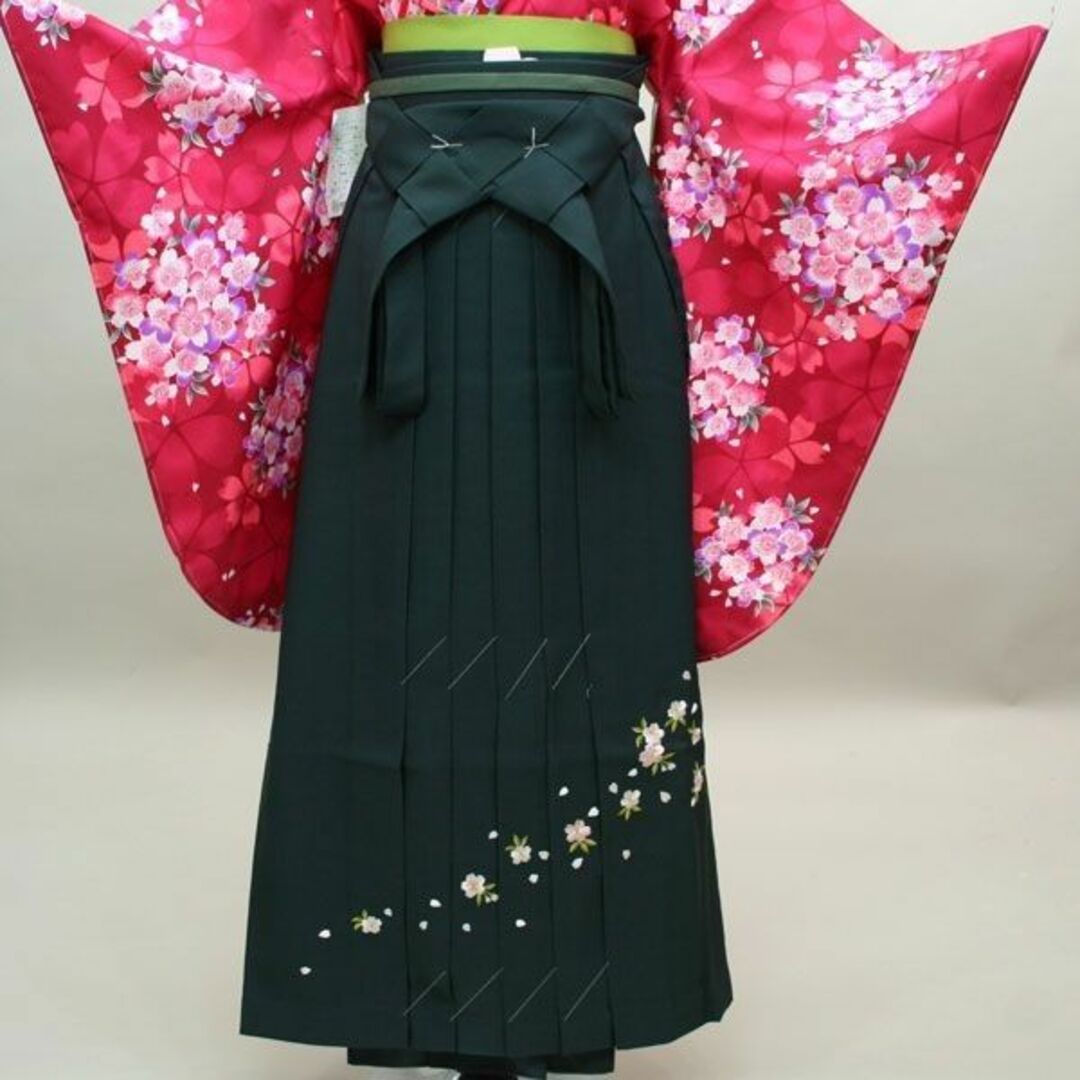 刺繍袴 単品 濃緑地 袴下87cm 卒業式 NO231003-G87 レディースの水着/浴衣(振袖)の商品写真