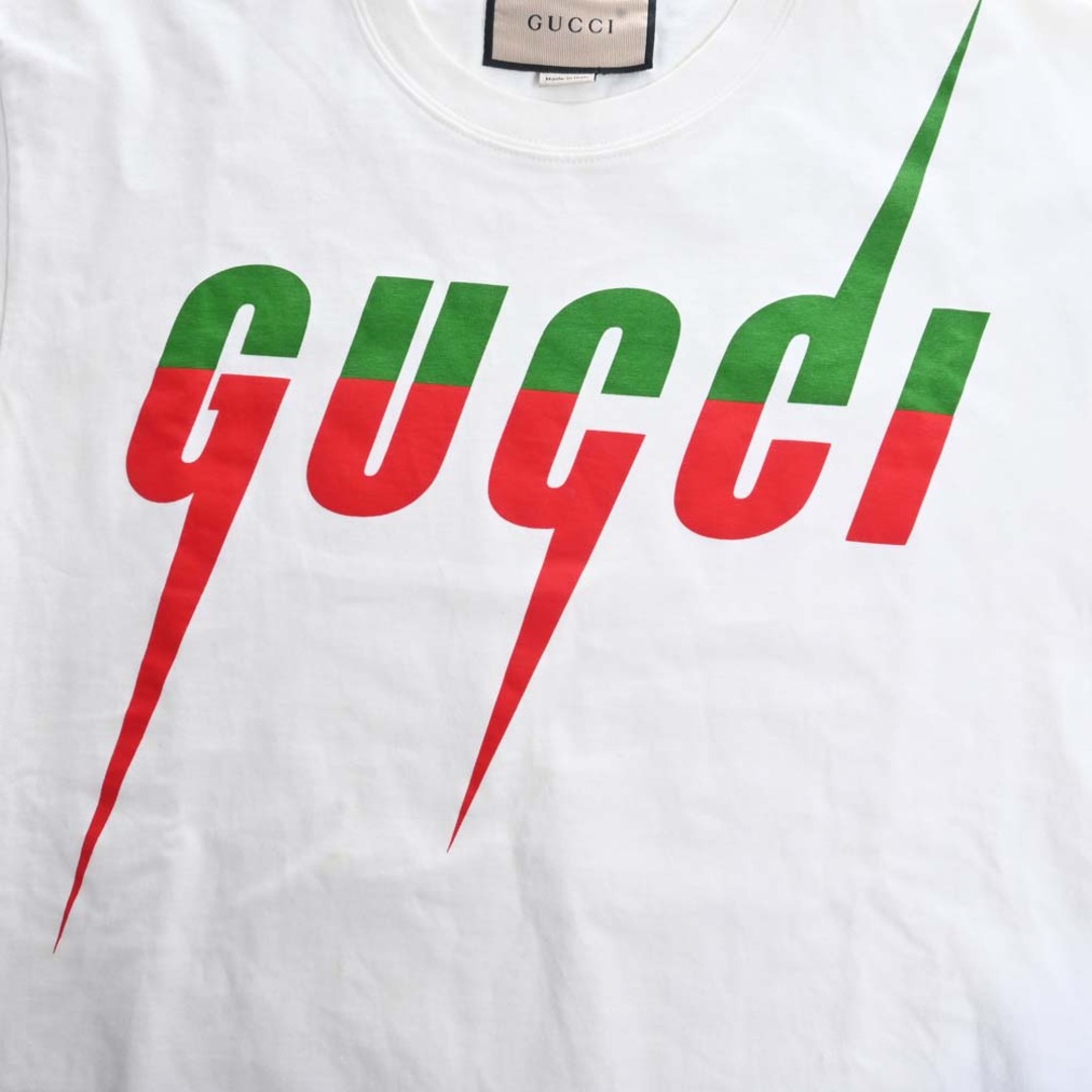 【中古】Gucci グッチ コットン ブレード プリント ロゴ オーバーサイズ Tシャツ #S 565806 ホワイト by