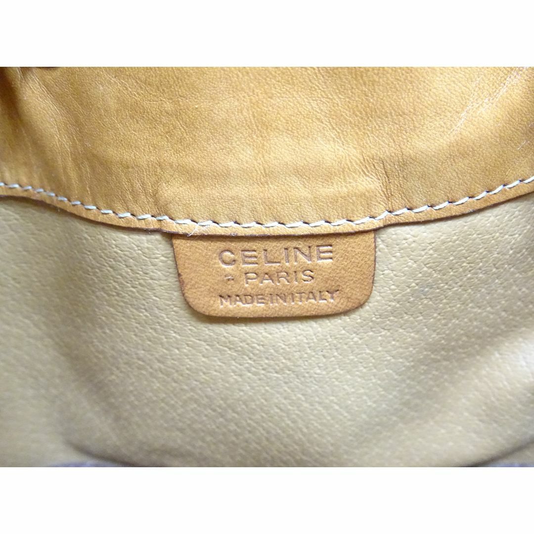 celine - K名008/ CELINE マカダム PVC レザーショルダーバッグ 巾着型