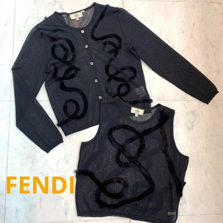 FENDI シースルー アンサンブル ファー付き ブラック size40(アンサンブル)