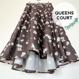 クイーンズコート(QUEENS COURT)のQUEENS COURT 花柄 マーメイド フレアスカート フラワープリント 秋(ロングスカート)