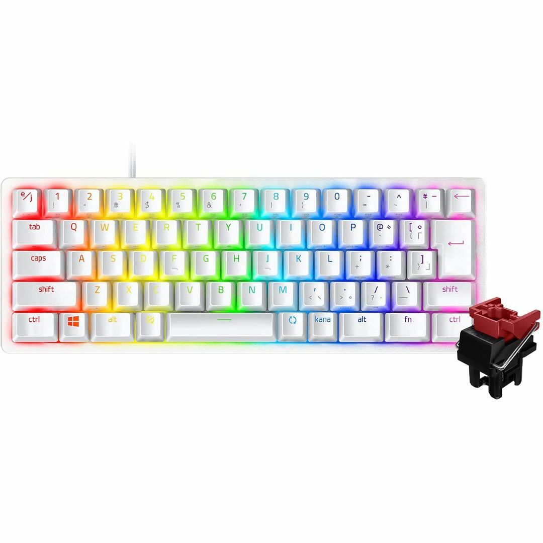 【色: ホワイト】Razer Huntsman Mini JP 小型 ゲーミングPC周辺機器
