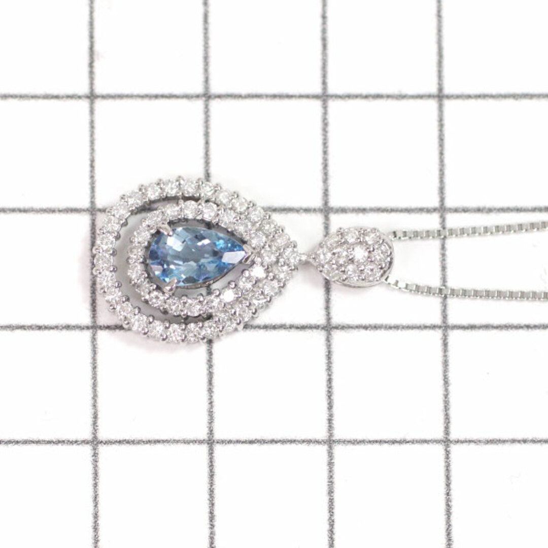 Pt900/ Pt850 アクアマリン ダイヤモンド ペンダントネックレス 0.70ct D0.63ct