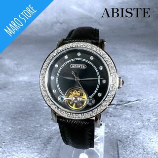 アビステ(ABISTE)の【美品】ABISTE ラウンドフェイス クリスタル レザーベルト 腕時計(腕時計)