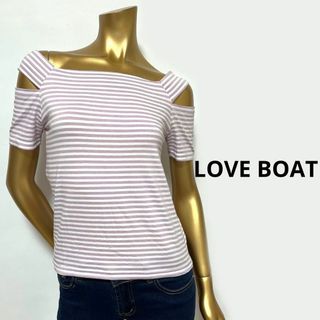 ラブボート(LOVE BOAT)の【3222】LOVE BOAT オフショル 肩見せ ボーダー トップス(カットソー(半袖/袖なし))