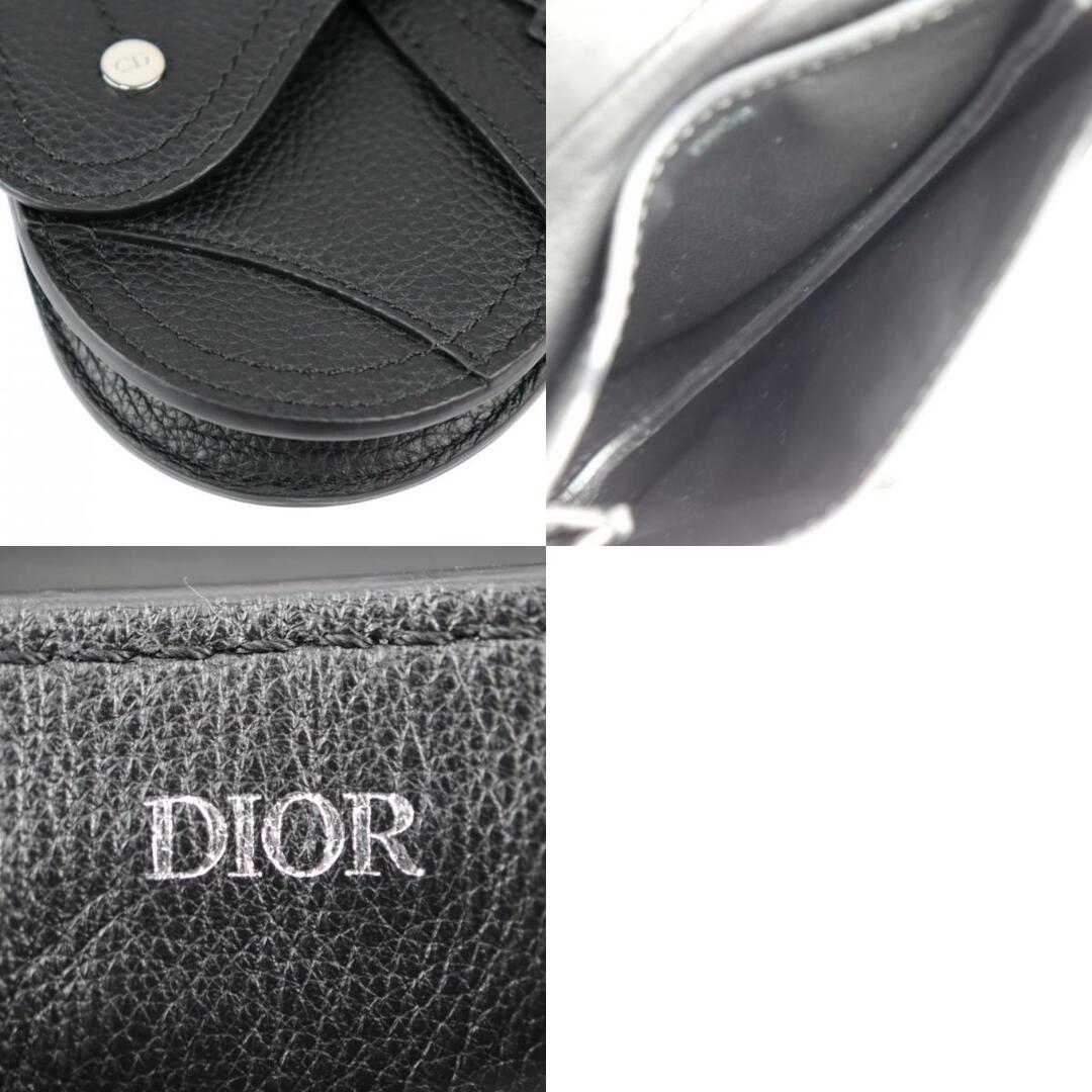 Christian Dior クリスチャンディオール SADDLE POACH サドルポーチ コインケース レザー ブラック シルバー金具  アクセサリーポーチ キーリング バッグチャーム 小物入れ 【本物保証】