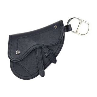 ディオール(Dior)のDior ディオール  SADDLE POACH サドルポーチ  コインケース  レザー   ダークネイビー シルバー金具  アクセサリーポーチ キーリング バッグチャーム 小物入れ 【本物保証】(コインケース)