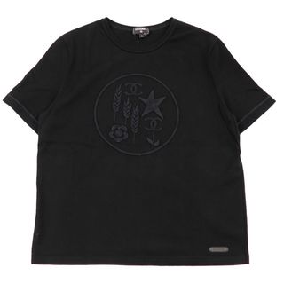 美品 CHANEL ロゴレース Tシャツ カットソー ブラック シャネル-