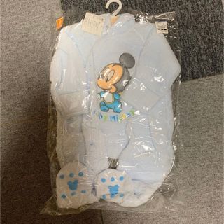 ディズニー(Disney)の⭐︎新品　ミッキー　カバーオール　防寒　新生児　もこもこ　ブルー　おくるみ(カバーオール)