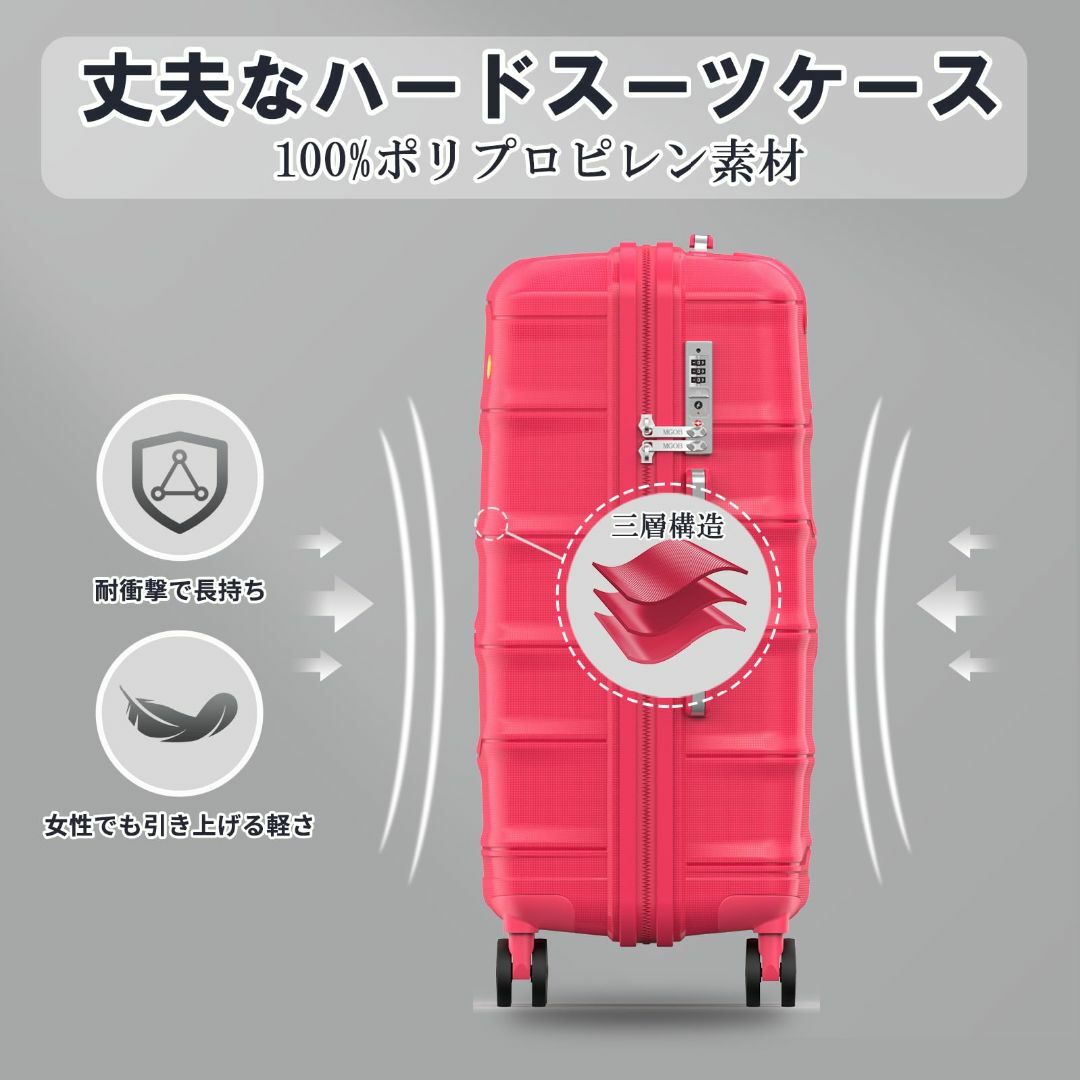 【色: ブラック】[MGOB] スーツケース 無料受託 6泊7日 大容量 キャリ