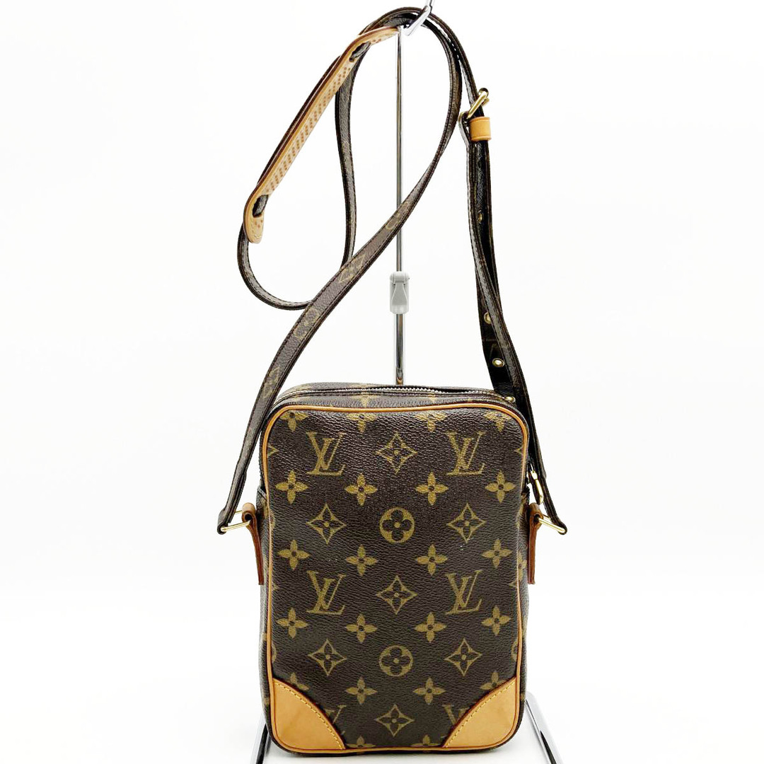 中美品 LOUIS VUITTON ルイ・ヴィトン ベタ無し ミニ ダヌーブ モノグラム ショルダーバッグ 斜め掛け バッグ ブラウン PVC レディース メンズ M45268 USED