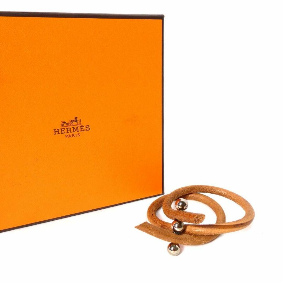 美品 HERMES ルーレットヒル 3ボール レザー 二連 ブレスレット-