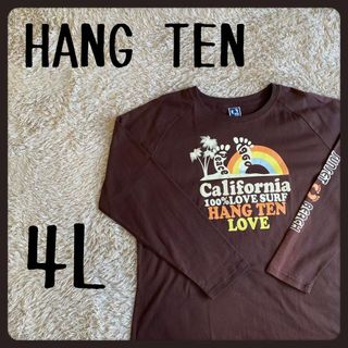 ハンテン(HANG TEN)の【一点物】　ハンテン　ロンT カットソー　ビッグプリント　袖プリント　4L(Tシャツ(長袖/七分))