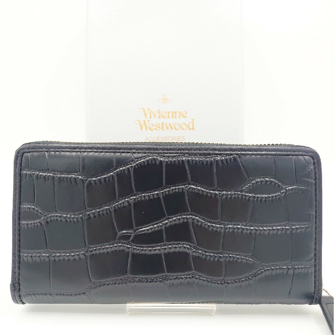 【完全美品】Vivienne Westwood 黒クロコダイル 長財布 型押し