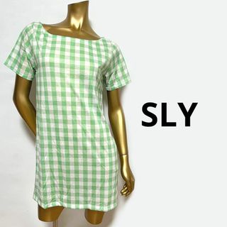 スライ(SLY)の【3244】SLY ギンガムチェック 半袖 ロングトップス(カットソー(半袖/袖なし))