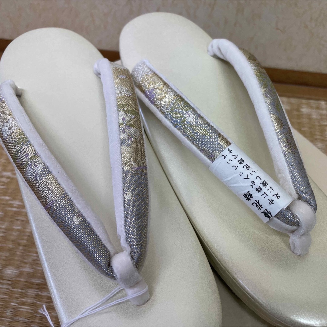 新品 日本製 本革 草履 ぞうり 優花緒 金彩 銀彩 フォーマル 着物 和装