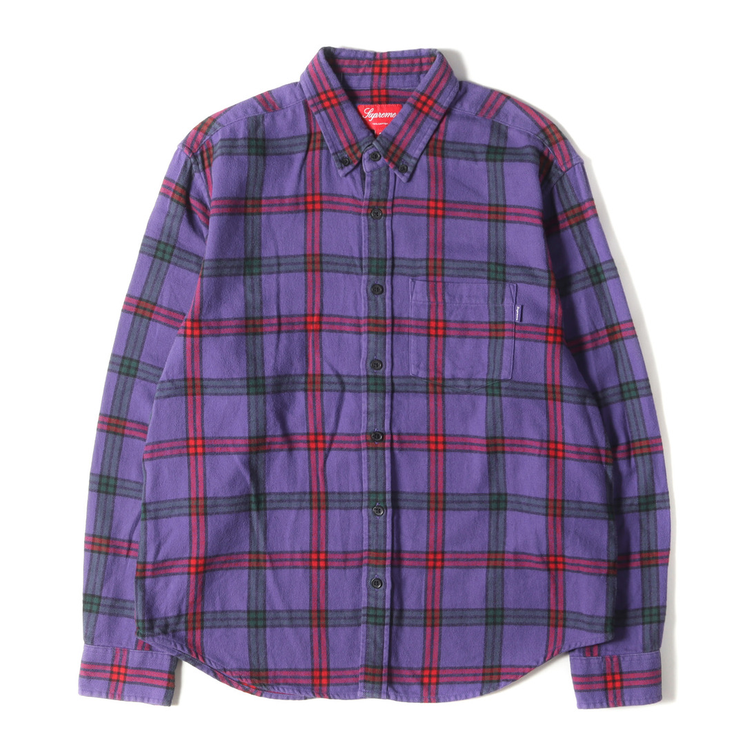 Supreme シュプリーム シャツ サイズ:S タータンチェック ボタンダウン ネルシャツ Tartan Flannel Shirt 19AW パープル レッド トップス カジュアルシャツ 長袖 【メンズ】