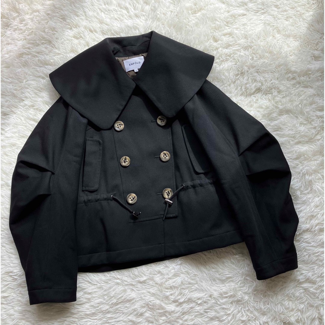 ENFOLD - ENFOLD Fine WOギャバBIG COLLAR SHORT JACKETの通販 ENFOLD - ENFOLD Fine WOギャバBIG COLLAR SHORT JACKETの通販