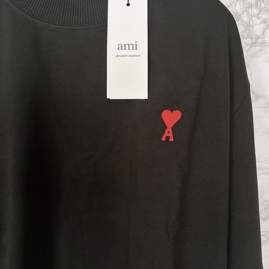 ユニセックス AMI PARIS アミパリス ロゴ ロンT 長袖Tシャツ 黒