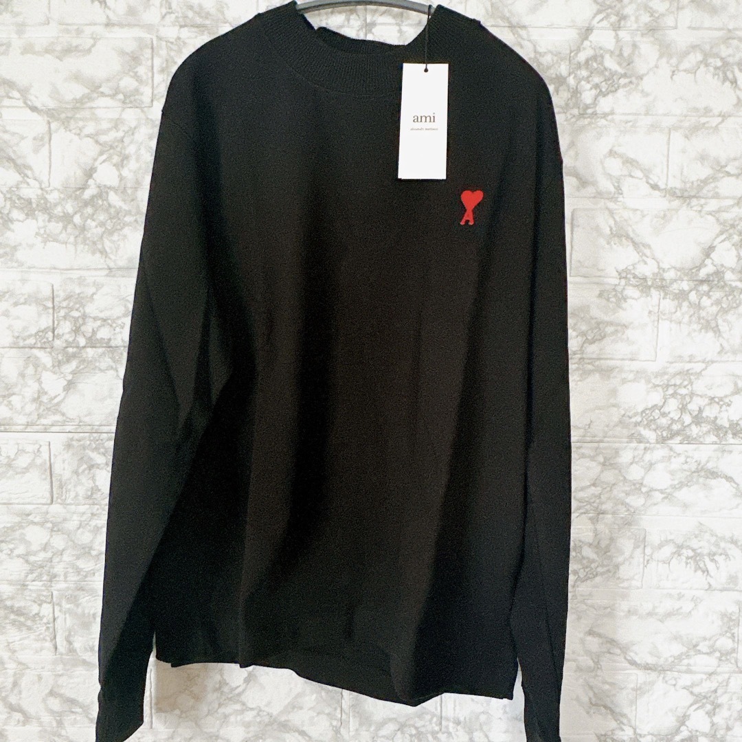 ユニセックス AMI PARIS アミパリス ロゴ ロンT 長袖Tシャツ 黒の通販
