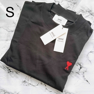 ユニセックス AMI PARIS アミパリス ロゴ ロンT 長袖Tシャツ 黒の通販